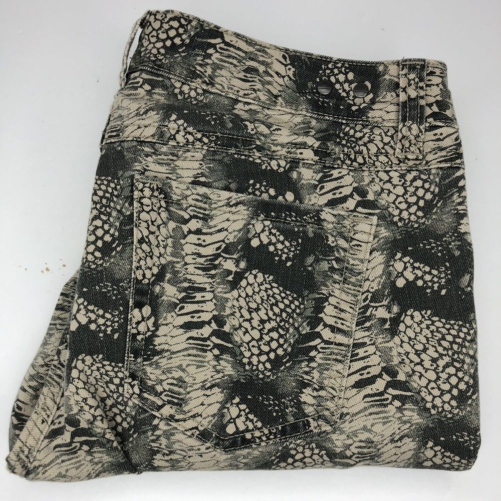 Cabi Women's 8 Beige Diamondback Snakeskin Print Mid Rise Skinny Jeans - Picture 1 of 5